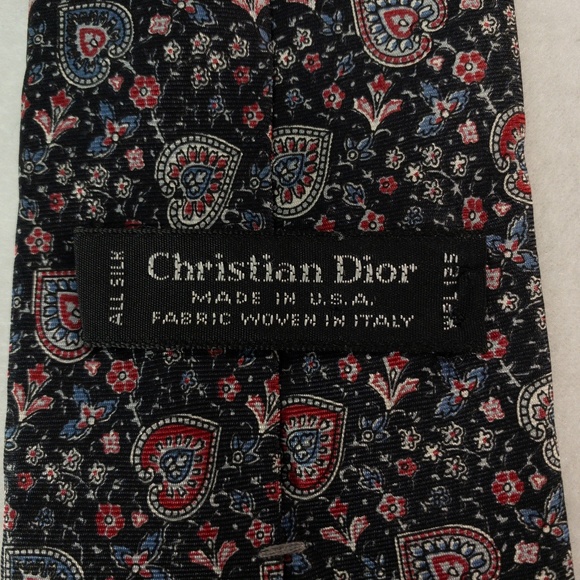 Christian Dior Tie 100% Silk Black Hearts Designer - Picture 5 of 7